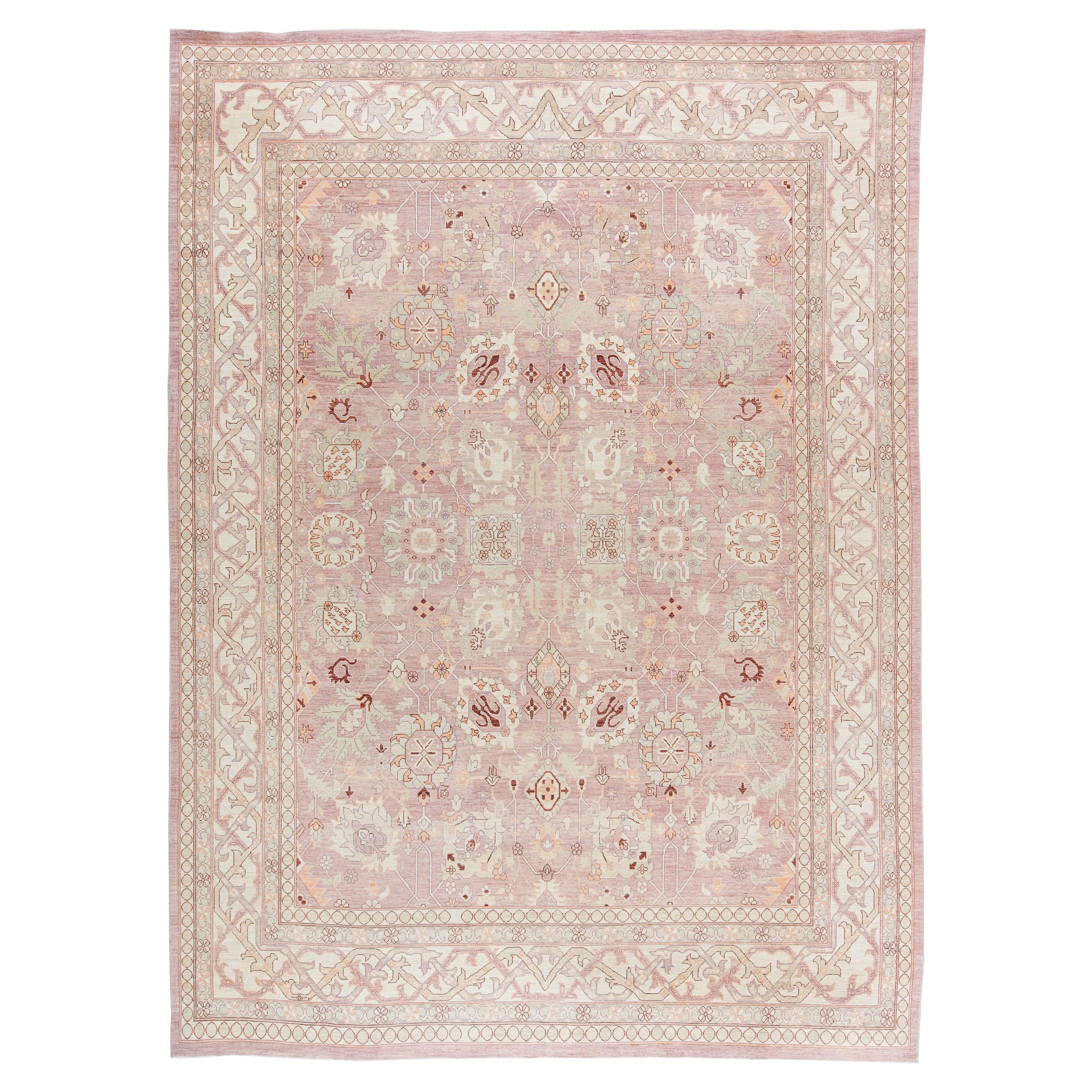 Traditional Oriental Inspired Tabriz Beige Wool Rug by Doris Leslie Blau
