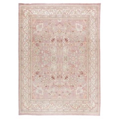 Traditional Oriental Inspired Tabriz Beige Wool Rug by Doris Leslie Blau