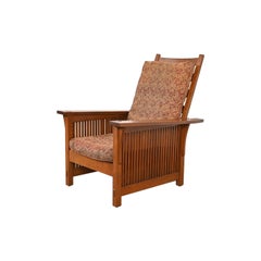 Stickley Mission Oak Arts & Crafts Spindle Reclining Morris Lounge Chair