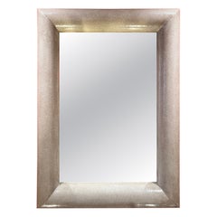 Miroir rectangulaire en fausse peau de serpent Karl Springer, 1970, style Hollywood Regency