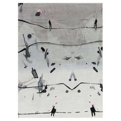 Alfombra de salpicaduras gris, marfil y rosa hecha a mano por Eskayel para Doris Leslie Blau
