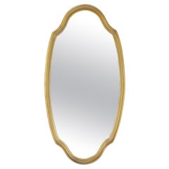 Mid Century Shield Shape Large 22x44 Oval Gold Gilt Leaf Wall Mirror MINT