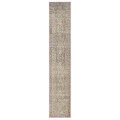 Antique Circa-1910 Light-Blue Floral Persian Kerman Runner