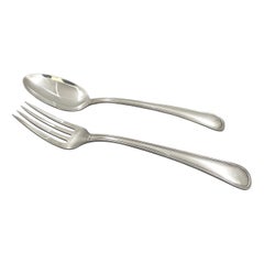 Service à salade italien ancien de 2 pièces en argent sterling Buccellati dans son pochette d'origine