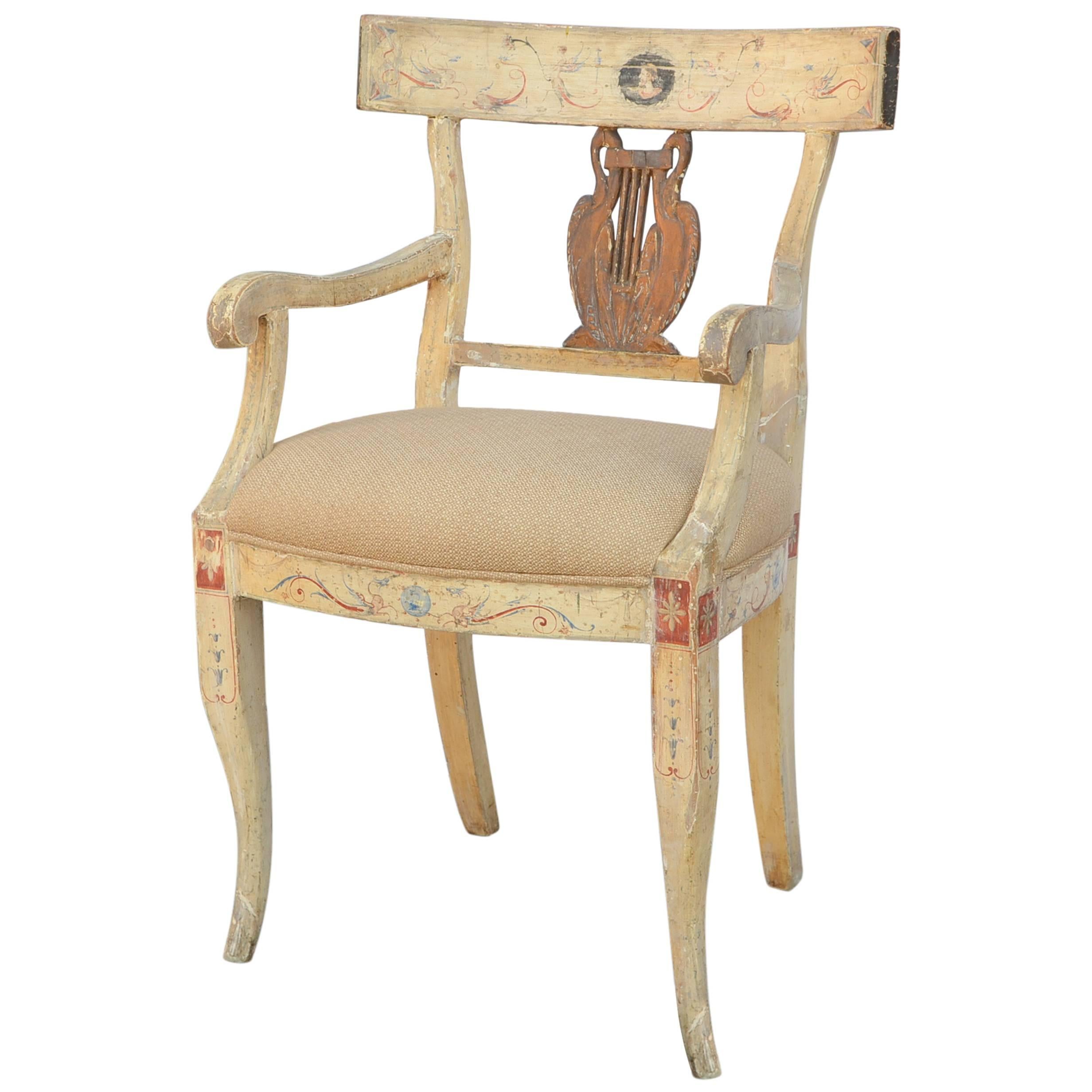 Elegant Painted Neoclassical Armchair