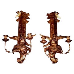 Pair of Large Antique Giltwood Sconces