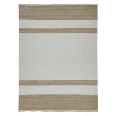 Tejido plano de yute contemporáneo de Rug & Kilim en rayas blancas y beige-marrón
