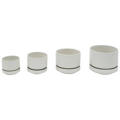 Set of Four White Arabia Finland Planters by Richard Lindh
