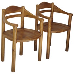 Rainer Daumiller Soaped Pine Armchair – Sculptural Danish Design, 1977