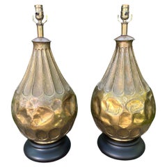 Pair of Italian Modernist Brass Lamps