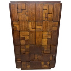 Mid-Century Modern Lane Brutalist Walnut Armoire