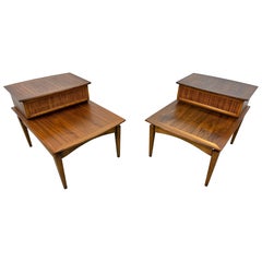 Mid-Century Modern Lane's Walnut Step Beistelltische - 2er Set