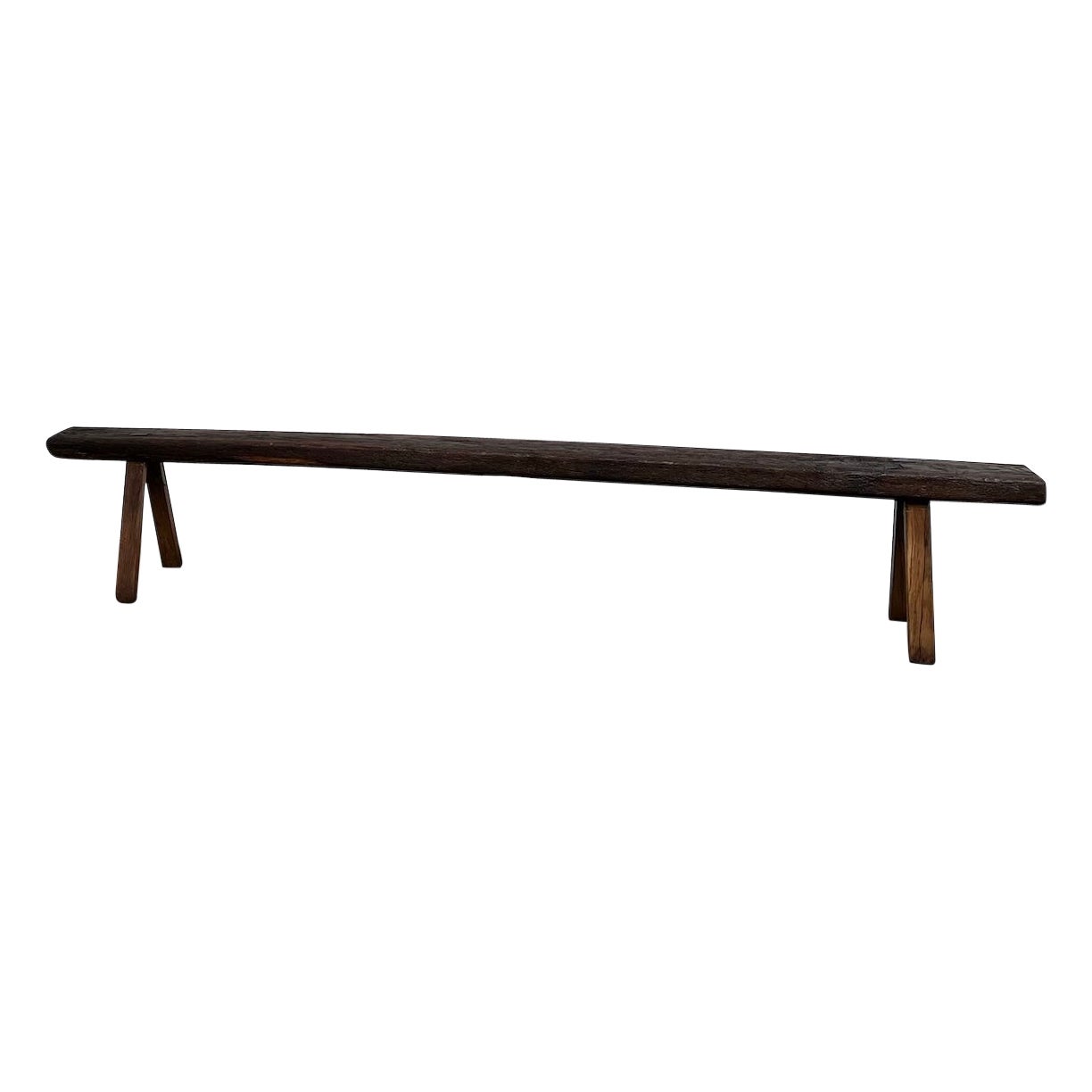 Large french brutalist farmhouse bench in solid oak