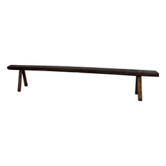 Large french brutalist farmhouse bench in solid oak