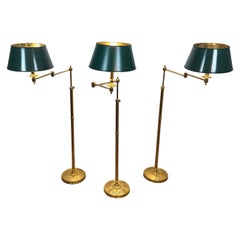 Set of 3 Reading Lamps with Removable Arms in Brass and Synthetic Green Painted