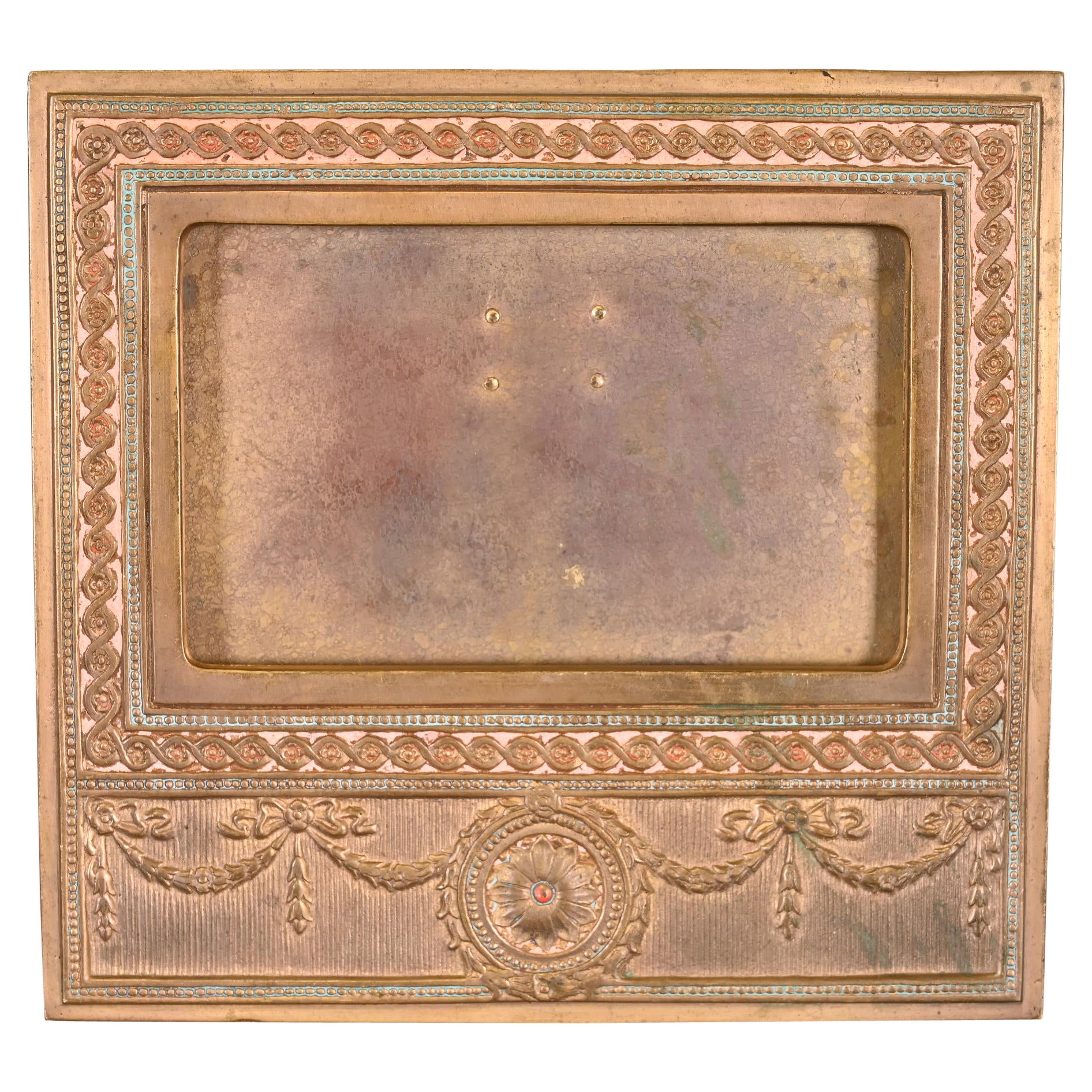 Cornice per calendario da tavolo o cornice per foto di Tiffany Studios New York Adam Bronze Doré