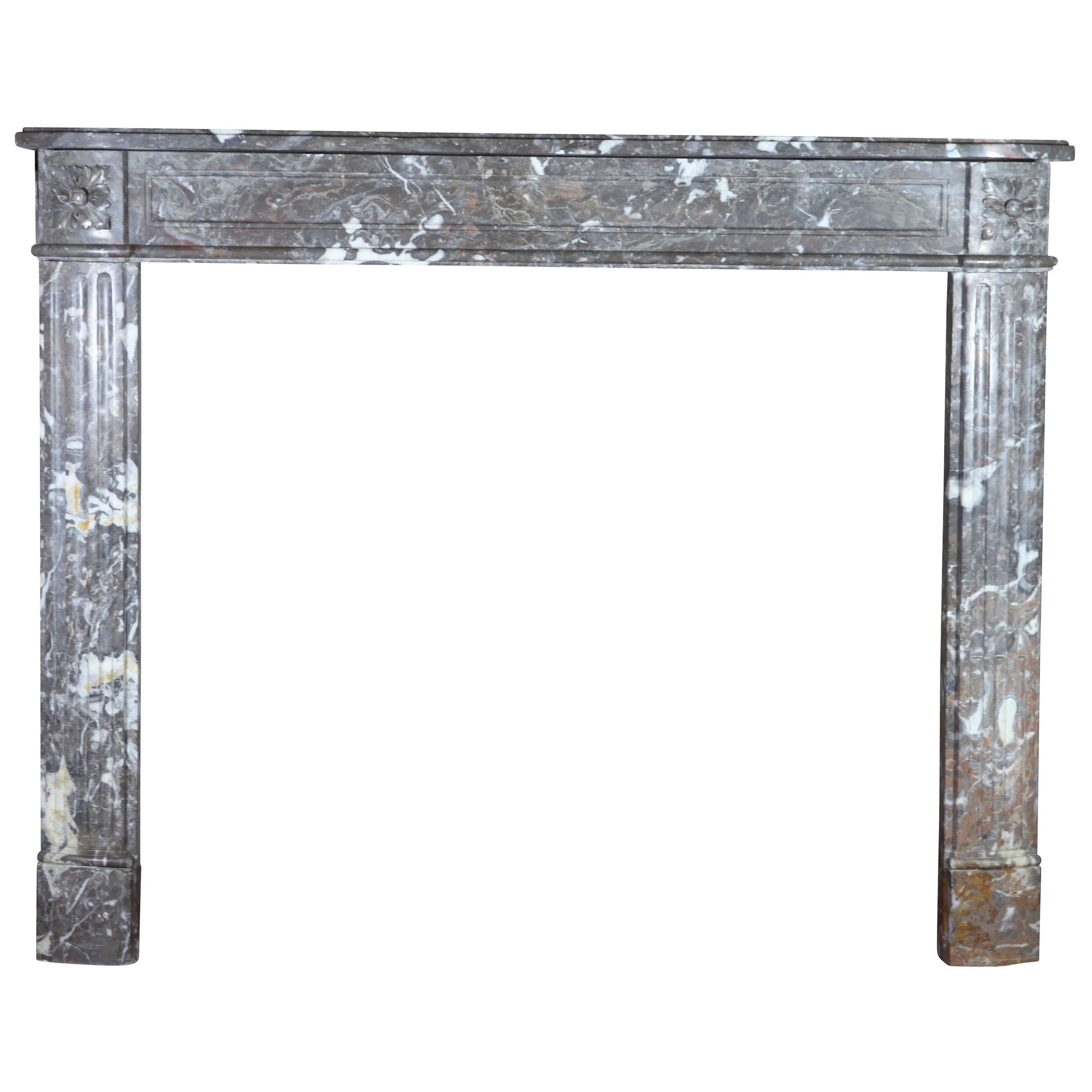 Classic Antique Belgian Grey Marble Louis XVI Fireplace Surround For Sale