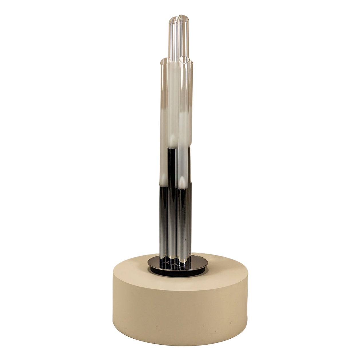 Floor or Table Lamp in Chromed Metal and Glass by Aldo Nason for Mazzega, Italy