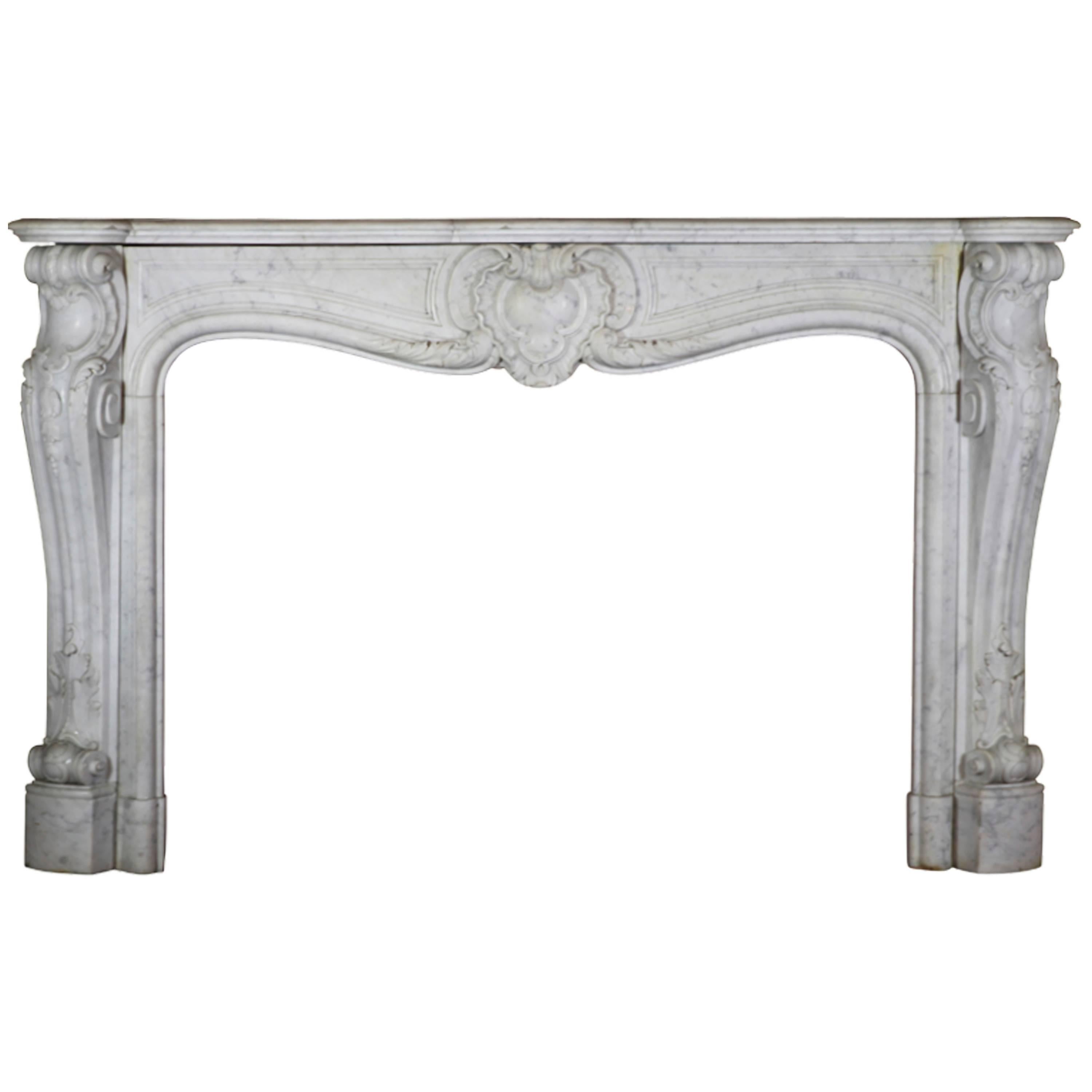 19th Century Original Antique Fireplace Mantle in Carrara Marble