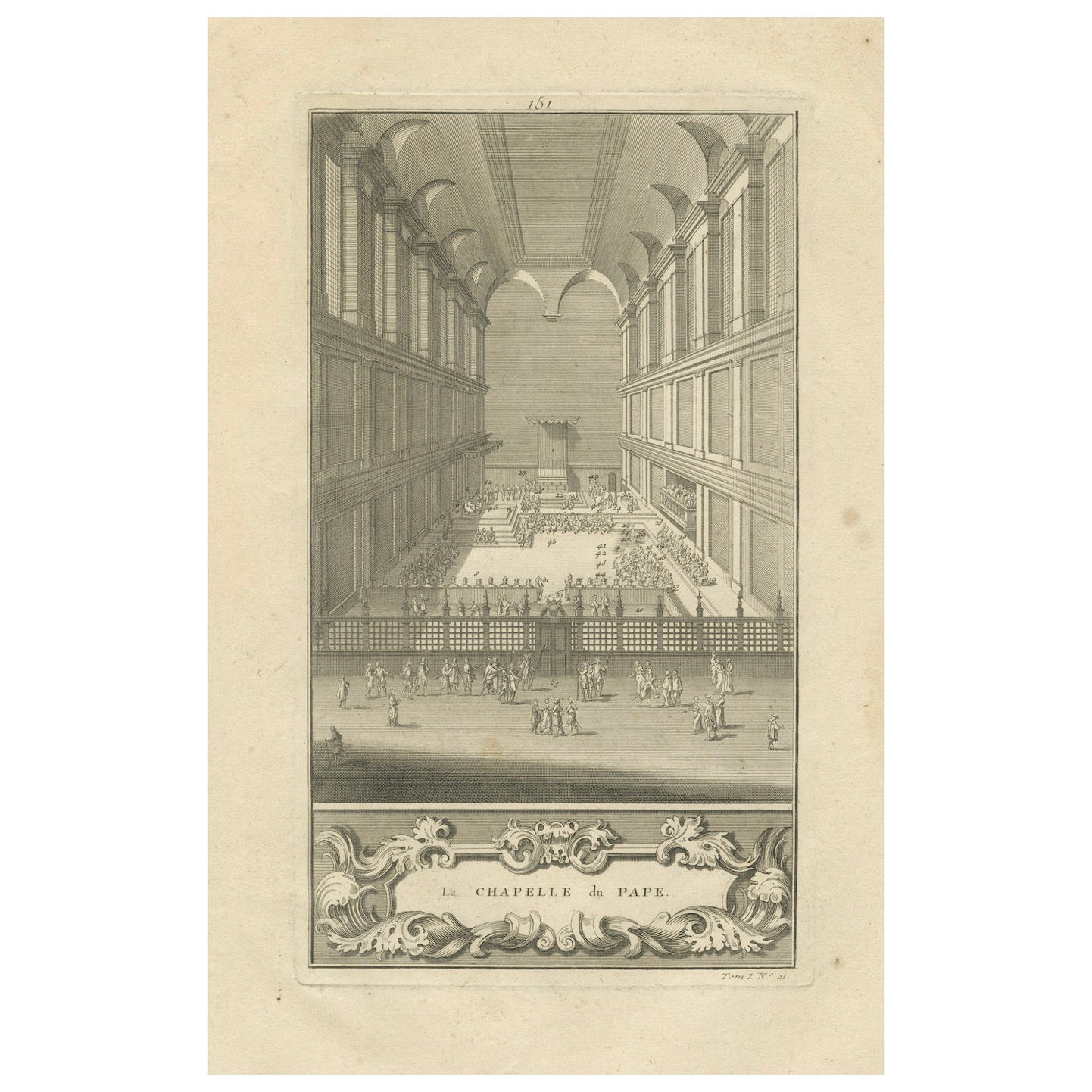 Rare 18th Century View of a Papal Ceremony in the Vatican, 1734