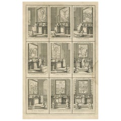 Scene di messa cattolica in dodici fasi - Rara incisione religiosa del 1734