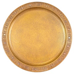 Tiffany Studios Nueva York Plato Cargador o Bandeja Doré de Bronce con Incrustaciones de Abulón