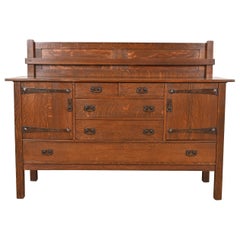 L. & J. G. Stickley Antique Mission Oak Arts & Crafts Sideboard, Refinished