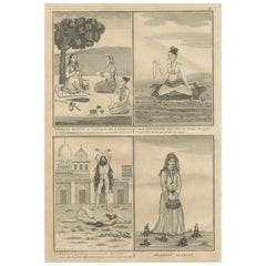 Indian Brahmin Penitents and Pilgrim – Rare 18th Century Ritual Engraving, 1734