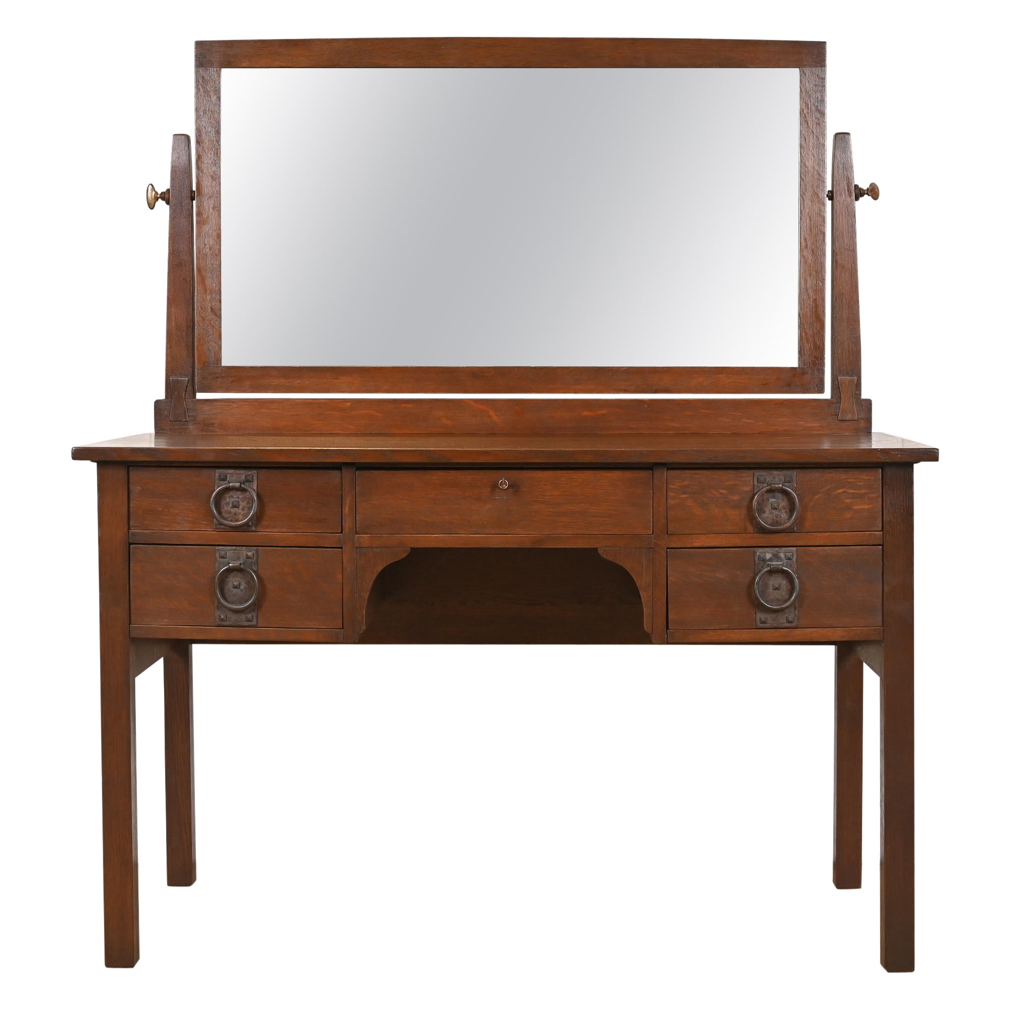 Gustav Stickley Mission Oak Arts & Crafts Waschtisch oder Frisiertisch, neu lackiert