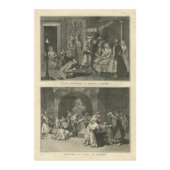 Matrimonio e battesimo del fuoco dei Parsi - Rara incisione rituale zoroastriana del 1734