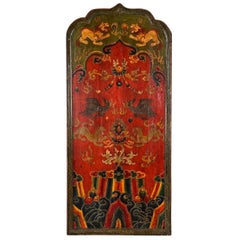 Hand-Painted Tibetan Monastery Door Panel, 1890