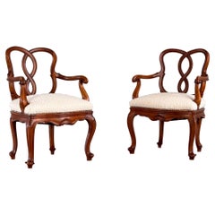 Pair of Late 19th Century Venetian Armchairs, Restyled with Dedar Milano Bouclé