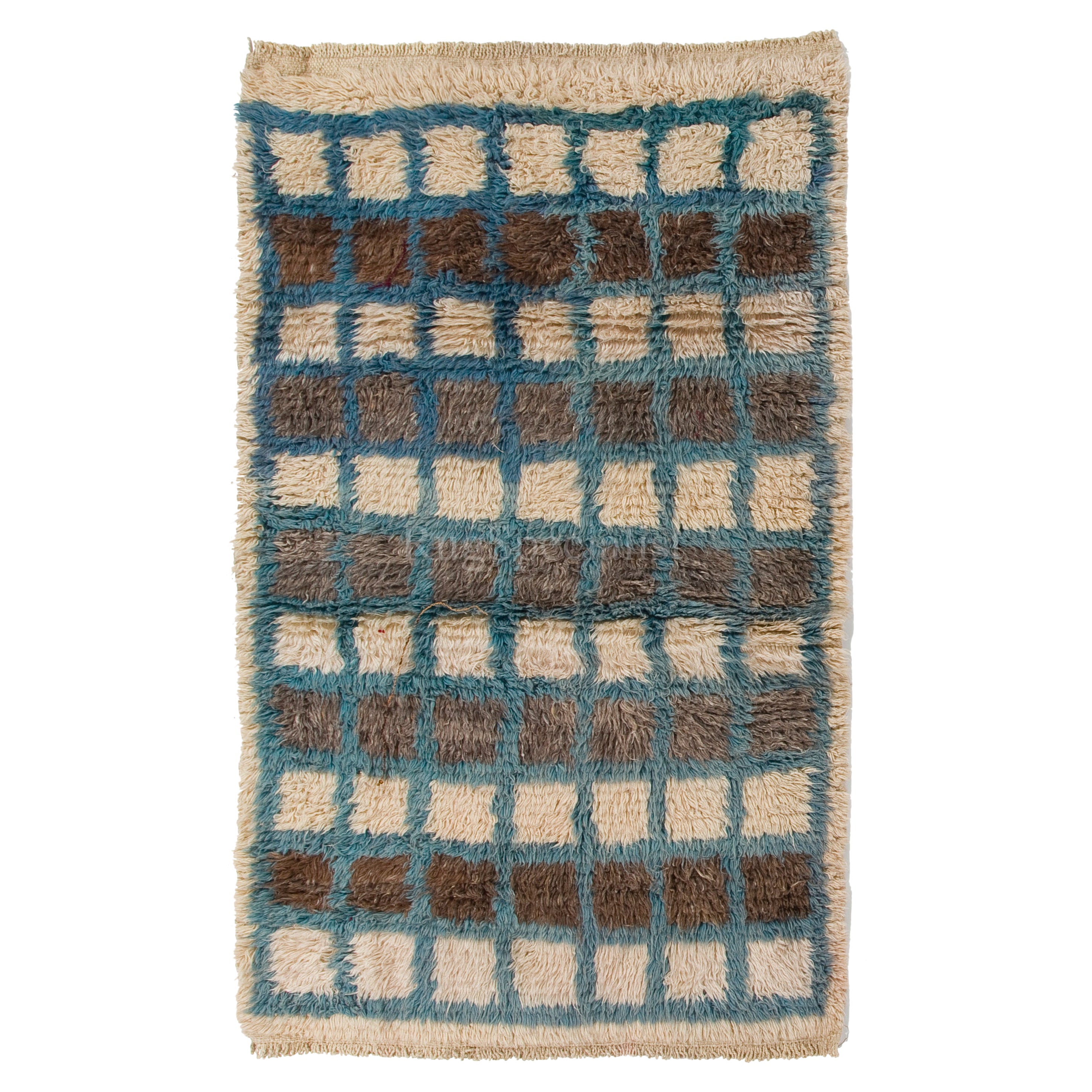 6x9 ft Handmade Checkerboard Design Tulu Rug. All Wool. Custom Options Available For Sale