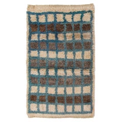 Tappeto Tulu 6x9 ft con design a scacchiera fatto a mano. Tutta lana. Opzioni personalizzate disponibili