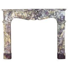 Antique 19th Century Parisian Breche Violet Marble Fireplace Surround For Luxury Living