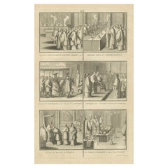 Ritos episcopales católicos - Raro grabado de 1734 sobre los deberes ceremoniales del obispo