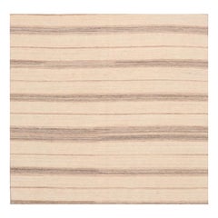 India Kilim Small Rug Circa 1990 - Wool Brown Ivory Design - 99534