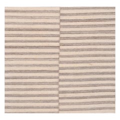 India Kilim Small Rug Circa 1990 - Wool Brown Ivory Design - 99539