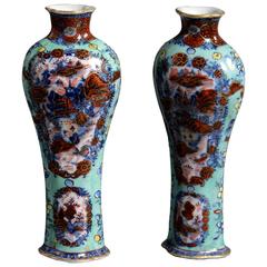 Pair of 18th Century Clobbered Vases 1