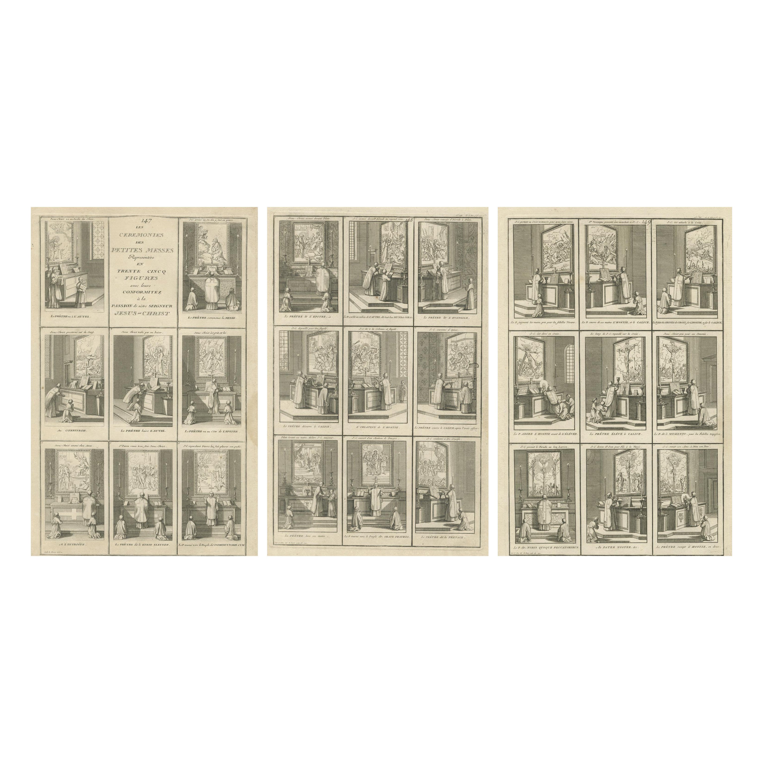 The Ceremonies of the Low Mass – Complete Engraved Cycle in Three Plates, 1734