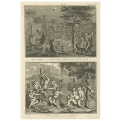 Panico da eclissi in Perù e sacrificio rituale degli Antis - Rara stampa etnografica del 1734