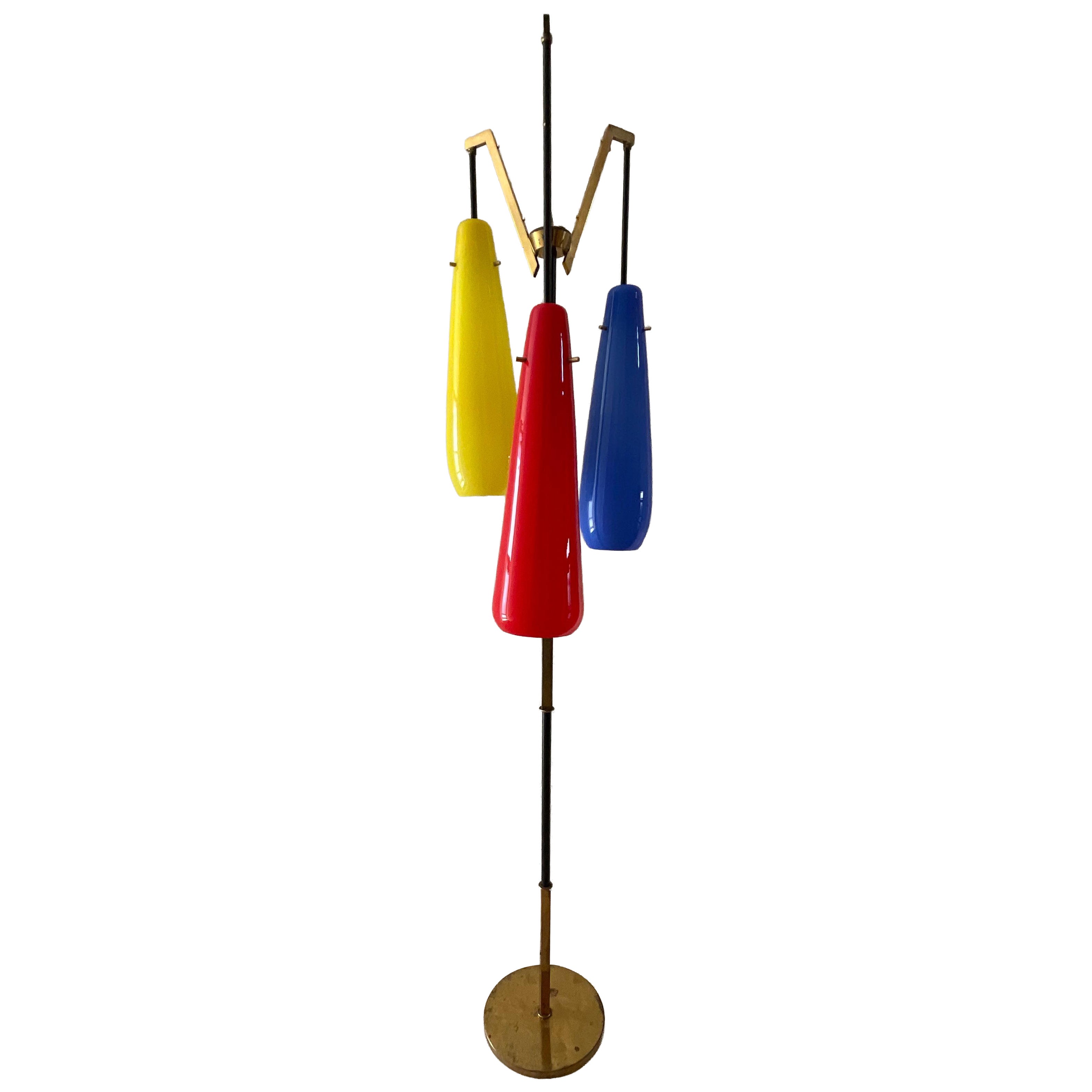 STILNOVO (attribuita) - Lampada da terra con 3 vetri di murano - Italia 1960