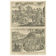 Ritos funerarios y entierro de los nobles incas - Grabado de 1734 de la antigua costumbre peruana