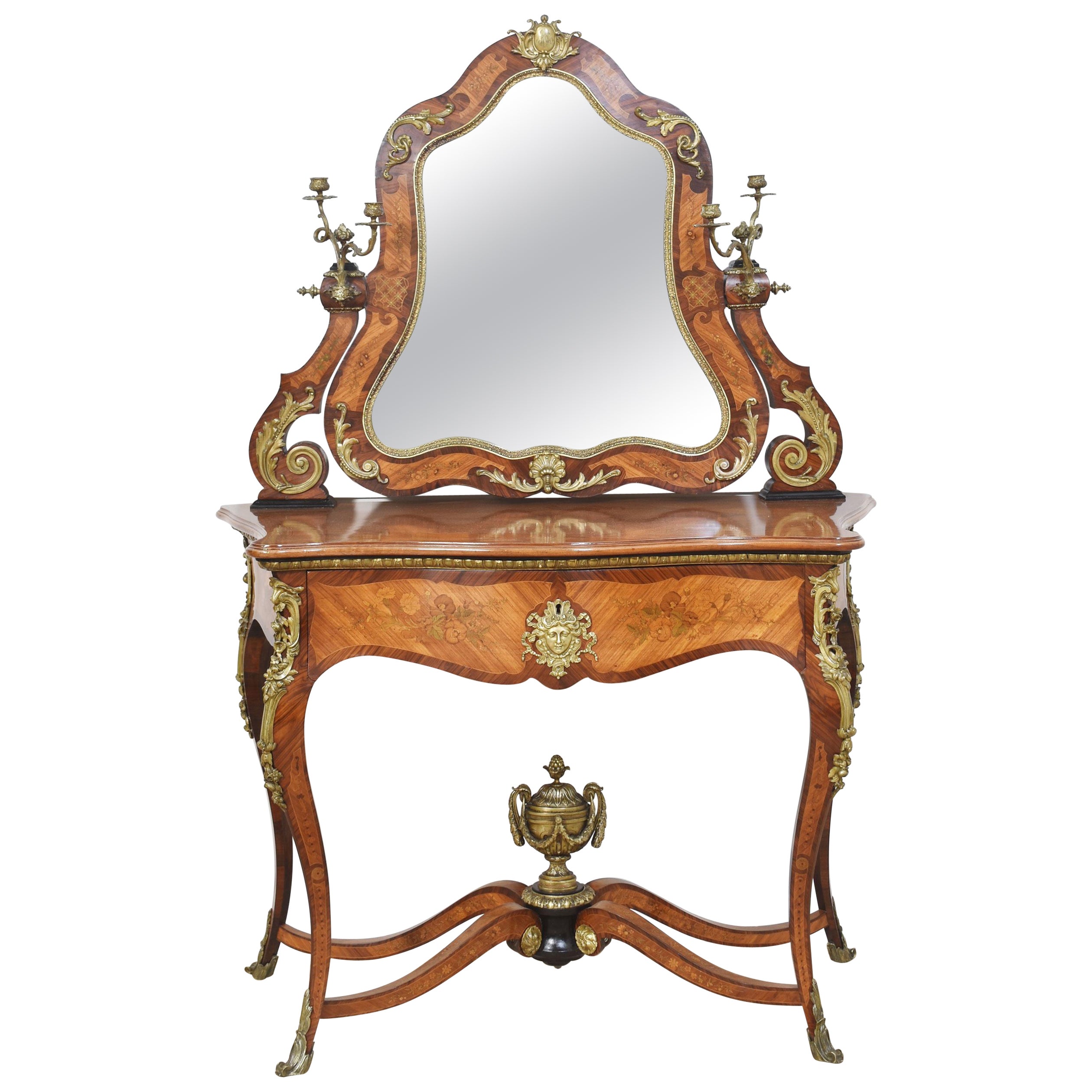 Louis Philippe ormolu-mounted inlaid dresing table by Maison Pretot Paris For Sale