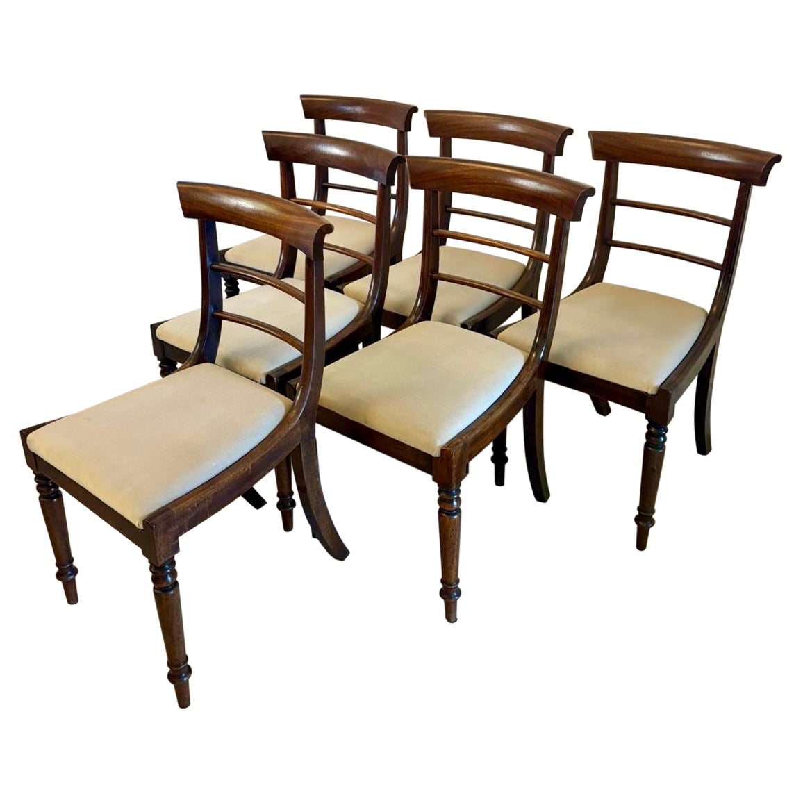 Set of 6 Antique Regency Quality Mahogany Dining Chairs