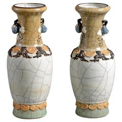 19th Century Pair of Crackleware Porcelain Vases