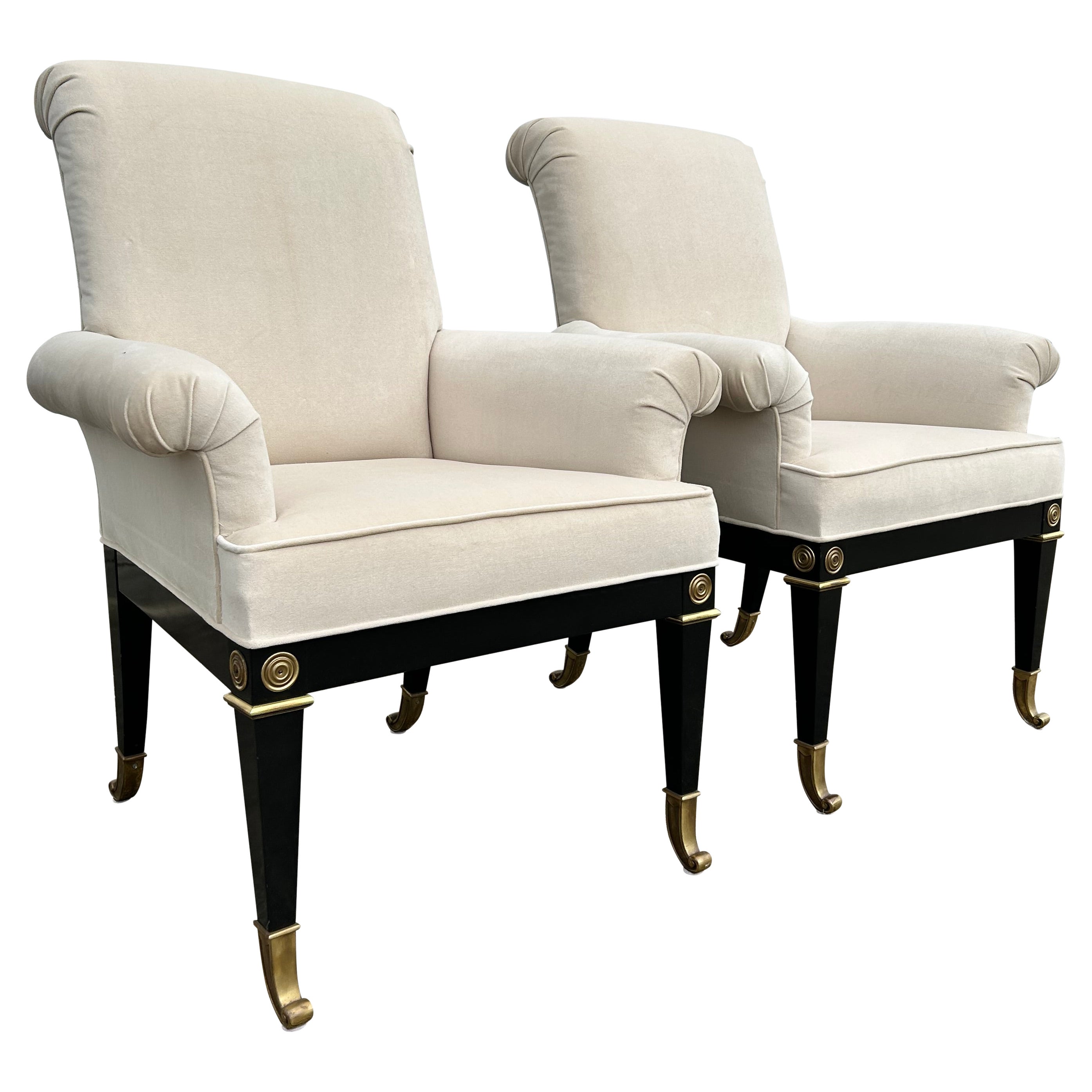 Reupholstered Pair of Arm Dining Chairs for Mastercraft