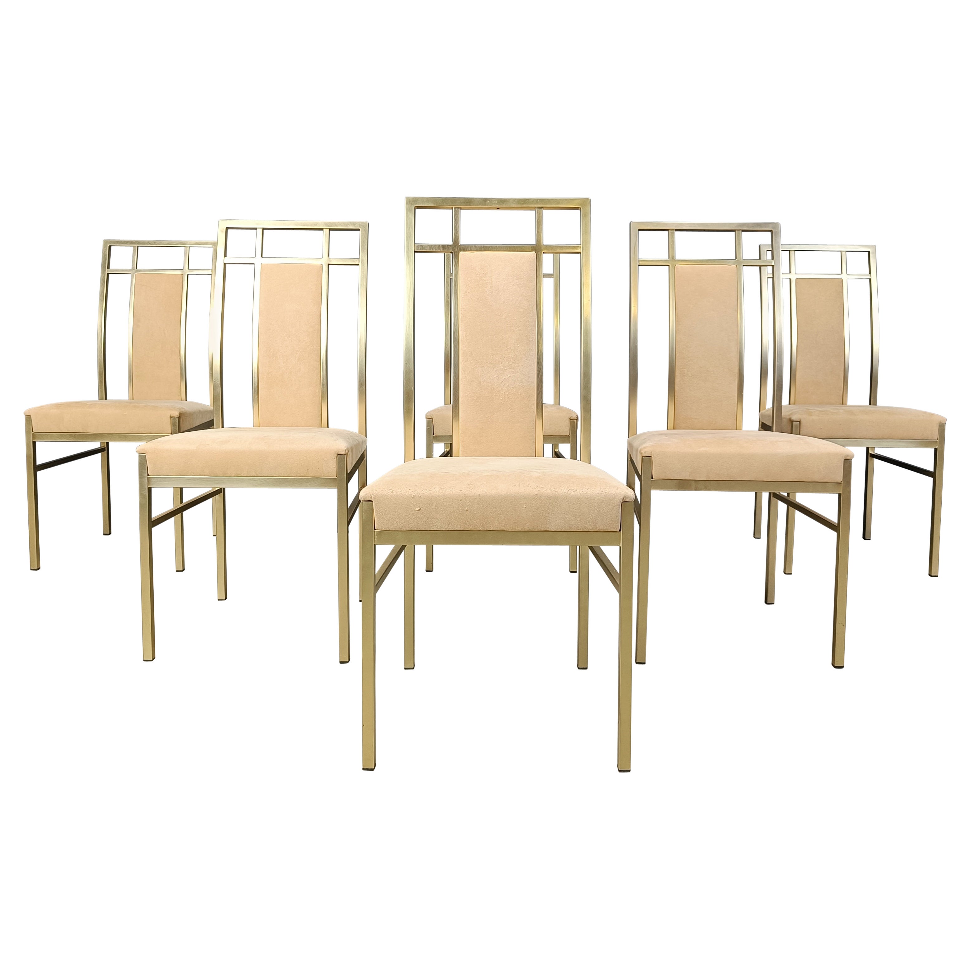 Vintage brass dining chairs by Belgochrom, 1970s