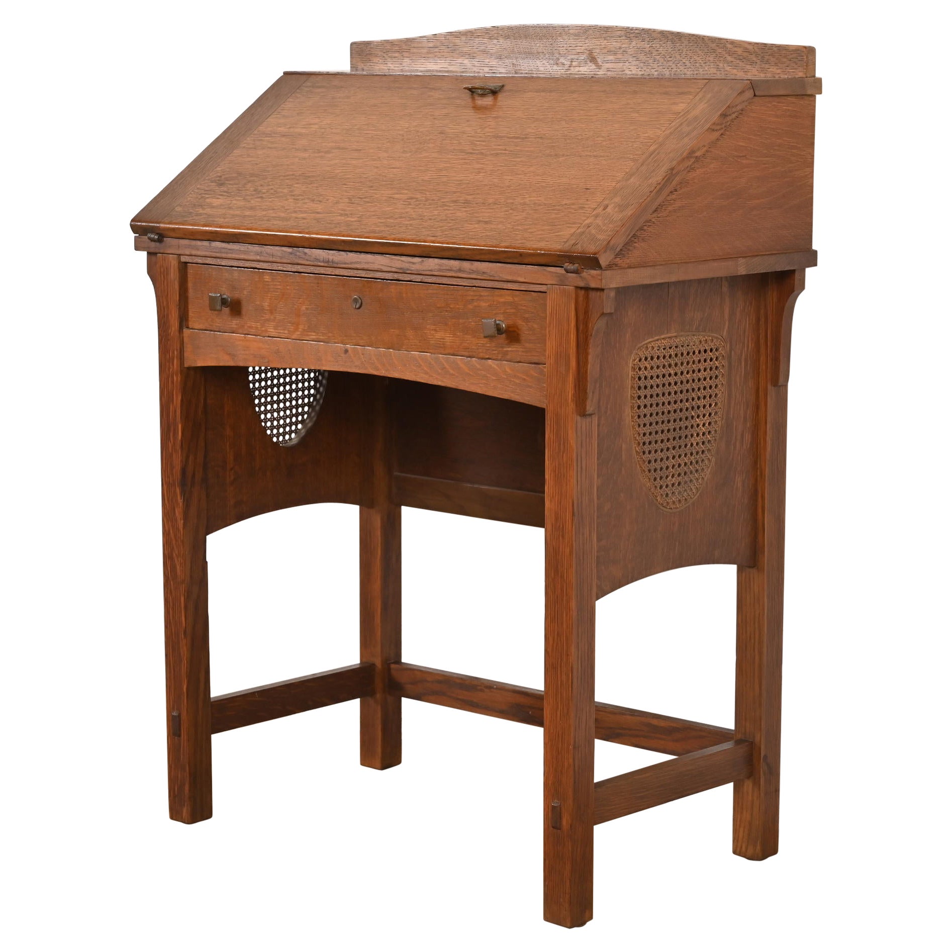 Limbert Antique Mission Oak Arts & Crafts Drop Front Secretary Desk, Circa 1900