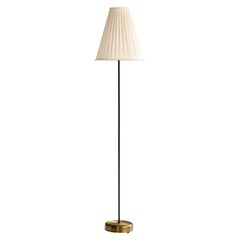 Eskilstuna Elektofabrik, Floor Lamp, Brass, Metal, Fabric, Sweden, 1950s